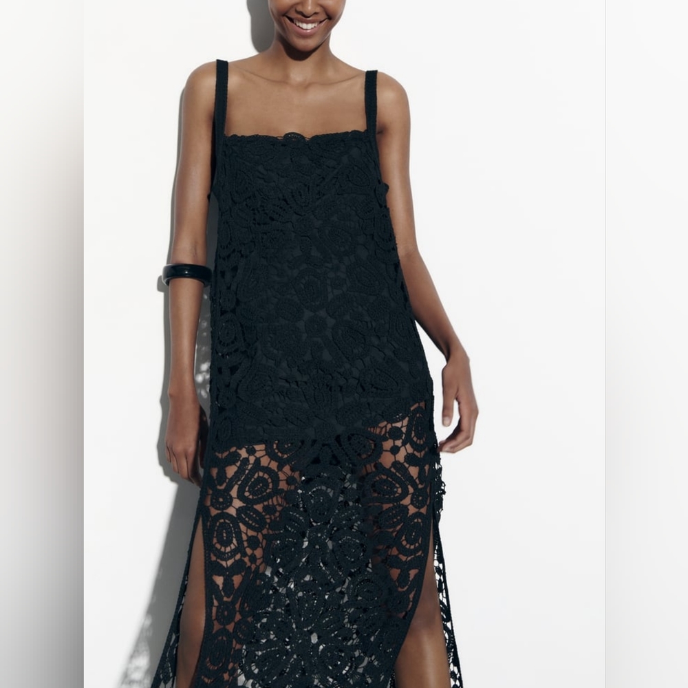 ZARA LIMITED EDITION MACRAMÉ KNIT DRESS - Picture 3 of 7